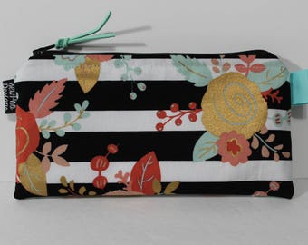 Cash Envelope System Budget Wallet with Tabbed Dividers Dave Ramsey System Coupon Organizer Wallet Coin Pouch Black and White Stripe Floral