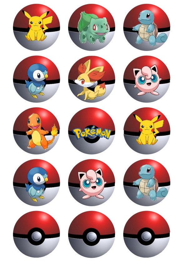 Pre Cut Pokemon Cupcake Toppers x 15 from JoannasEdiblePrints on Etsy ...