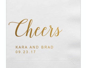 100 Personalized Napkins Wedding Napkins Custom Monogram Cheers Rehearsal Dinner Beverage Cocktail Luncheon Dinner Guest Towels Available!