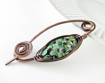 Shawl Pin Scarf Pin Sweater Pin Copper Jewelry Wire Wrap Jewelry Copper Brooch Fibula Wire Shawl Pin Copper Shawl Pin