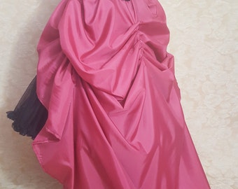 Raspberry Mini Train Length Cabaret Tie On Bustle Skirt-One Size Fits All