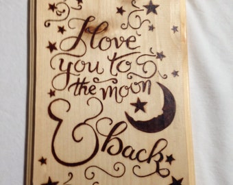 Where I love you to the moon and back plaque