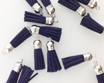 Navy Tassel with Silver Top // 1 1/2 in // Tassels // BBBsupplies {CR-T-S005}