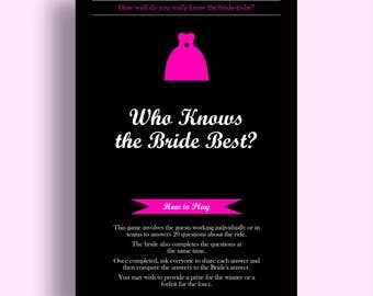 Who Knows the Bride Best Bachelorette Game Download - Bridal Shower Games Bachelorette Party Games Hen Party Games Bachelorette Games