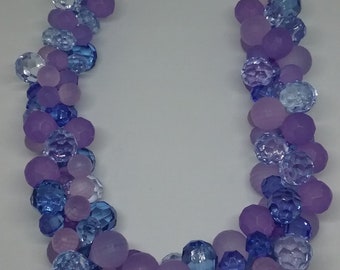Blue and Purple Cluster Necklace