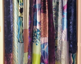 Bohemian Twilight* Bohemian curtains Gypsy patchwork curtains Boho panels Silk Velvet Blue
