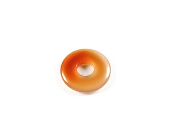 1 natural agate Donut pendant shades of Orange +/-30mm #2