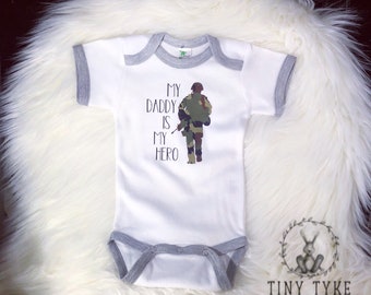 Personalized military onesie for babies Daddy is my hero