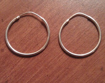 Vintage Super Thin Sterling Silver Hoop Earrings