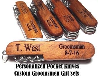 Personalized Groomsmen Gift Pocket Knife Engraved Wood Wedding Bottle Opener Groomsman Gifts Best Man Usher Corkscrew Jack Knife