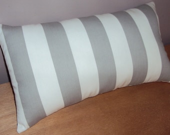 Gray and White Stripe Lumbar Pillow Cover - Available In 3 Sizes