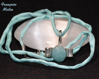 Genuine amazonite and Sterling Silver 925 pendant