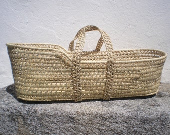 Moses Basket-Palm Leaf Baby Moses Basket- You can choose the option with foam lined mattress - Handwoven baby basket-Cribs and Cradles