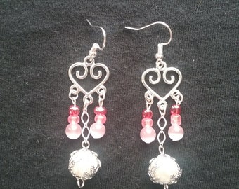 Pink and White Chandelier earrings