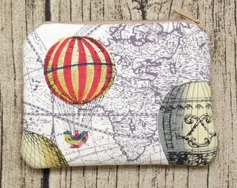 Hot air balloon - Zipper pouch / coin purse / card bag (padded) (ZS-240)
