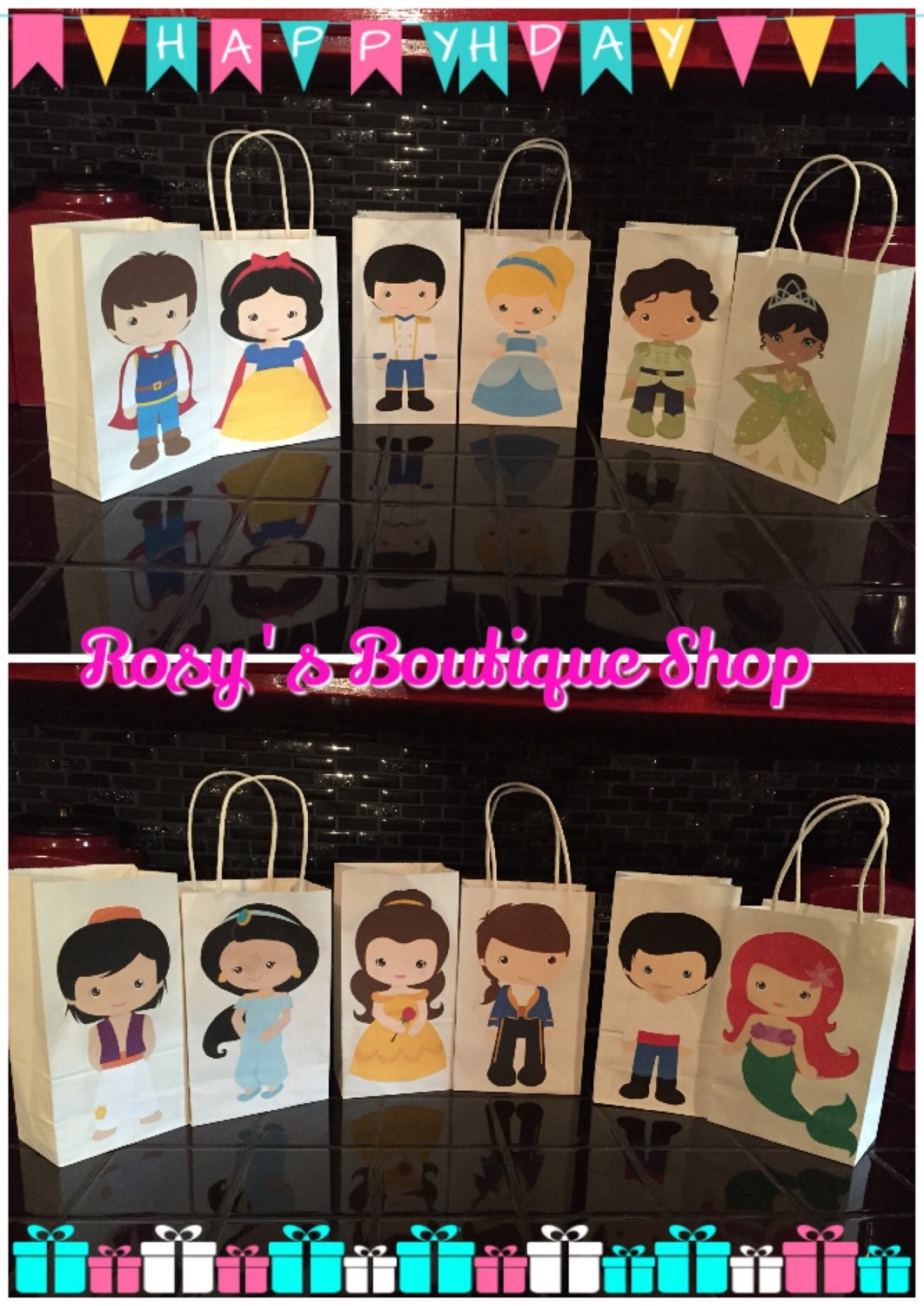 Princess birthday party favor bags Birthday goody bags