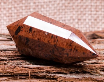AAAAA 12 Sided Double Terminated Mahogany Obsidian Quartz Crystal Tower,Mahogany Obsidian Crystal Stone Point,Vogel Point,Wand Healing,Wicca
