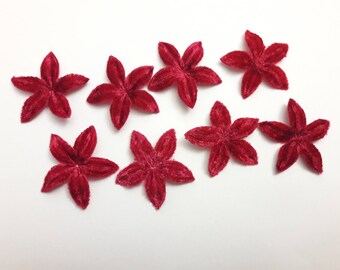 1 Fleur Burgundy velvet for scrapbooking, cardmaking, sewing, decoration individually