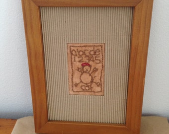 faux vintage sampler 'cat abc'