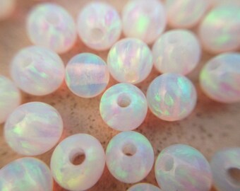 6MM Opal Beads / Loose Beads / Loose Opal / Round Beads / Opal Ball / White Opal / Full Drilled Beads / Gemstone Beads Jewelry Making / 2 PC