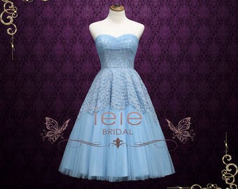 Retro 50s 60s Royal Blue Tea Length Prom Formal Dress