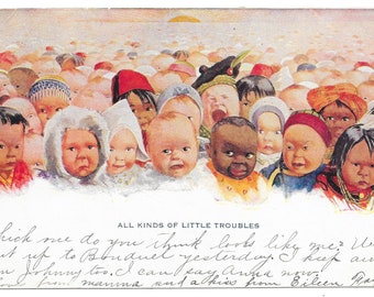 Little Troubles Children's Postcard, 1909