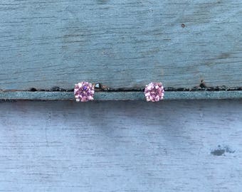 Pink Swarovski Crystal Sterling Silver Post Stud Earrings 1g