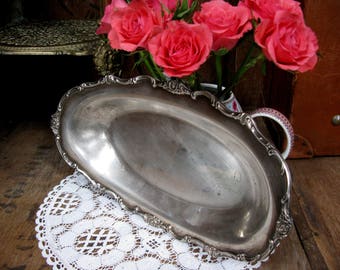 Vintage Silver Tray, Silver Tray, Oval Silver Tray, Silver Plated Tray, Serving Tray, Silver Server, Silver Platter, Silver Dish, 1950s