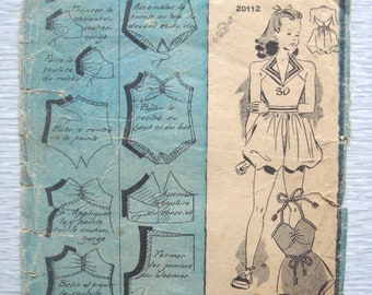 vintage French BATHING SUIT sewing pattern
