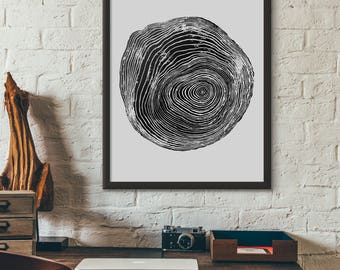 Tree Ring Print Nature Inspired Art Ink Blot Natural Home Decor Log Stump Rubbing Jungle Minimalism Tree Ring Print Nature Inspired Art Ink Blot Natural Home Decor Log Stump Rubbing Jungle Minimalism