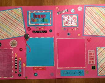 2 Page 12x12 Scrapbook Pages-"Happy Birthday"