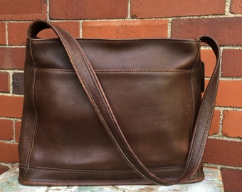 Handsome Chocolate brown Vintage Coach shoulder bag, Coach tote bag, Vintage Coach, brown leather purse, TwoSwansSwimming