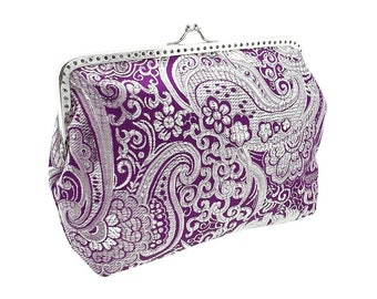 clutch purse bridal bag wedding clutch bag purpure purse bridesmaid clutch bag chain brocade bride wedding women's silver purpure 1375