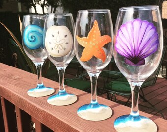 Beach wine glasses set of 4