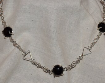 Necklace – Contemporary – Handmade – Sterling Silver with Onyx