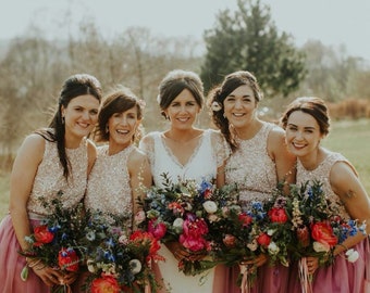 Bridal Separates , Sequin top , Camisole , Bridesmaids top , Tulle skirt , Wedding Separate , Sequin top ,Crop top dress / Wedding Dress