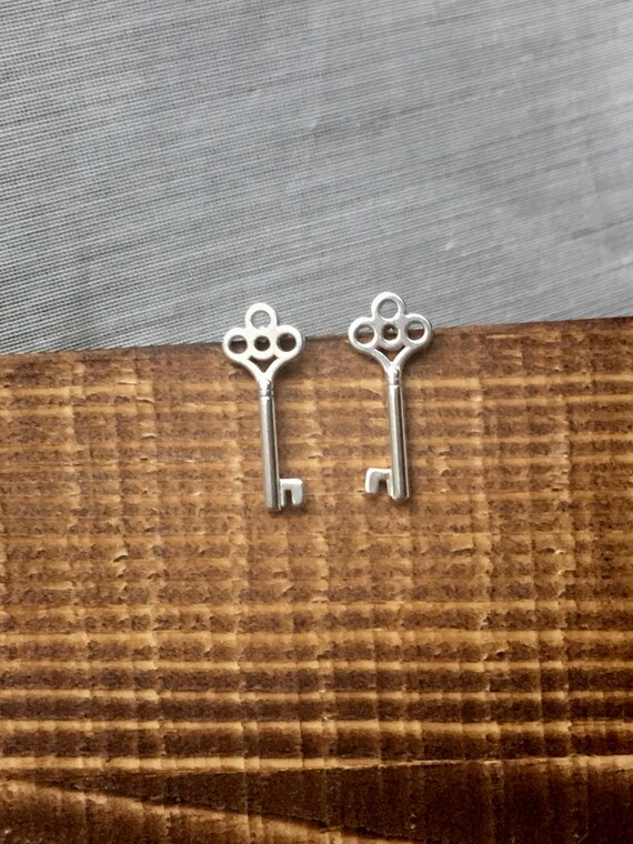 Skeleton Key Sterling Silver Studs