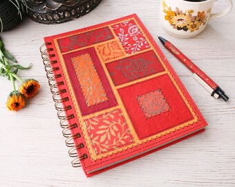 Dot Grid Notebook A5 red / dot journal / recycled dot grid notebook / recycled journal / red planner / travel journal / unique journal