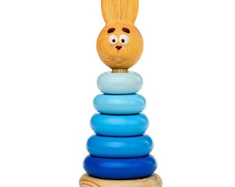 Hare pyramid - Learning Toy - Montessori toddler toy - Toddler birthday gift - Wooden toy - Educational toy