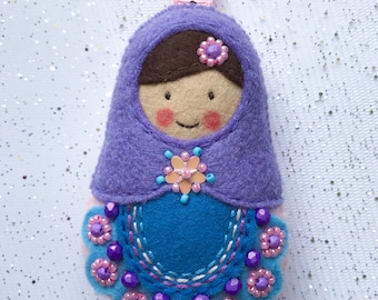 Matryoshka, babushka, russian doll, Keychain Felt