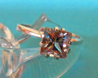 Topaz Ring - Princess-Cut White Topaz & Sterling Silver Ring - Woman's Ring Size 6 3/4