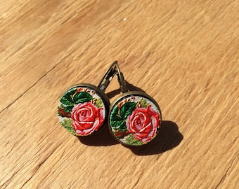 Roses are Sweet but not as Sweet As You.:Wood French Lever Earrings