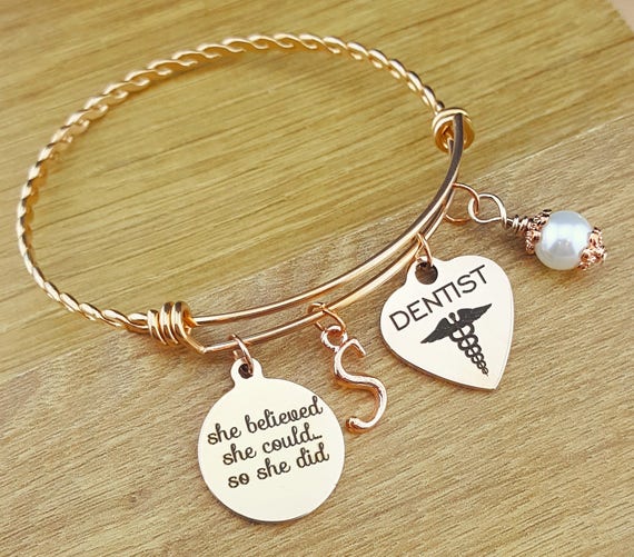 Rose Gold Dentist Gift Rose Gold Dentist Graduation Rose Gold Graduation Bracelet Rose Gold Graduation Gift Graduation Gift for Dentist