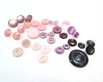 Vintage Button Lot Pinks and Blues