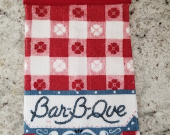 Hanging Kitchen Towel/Red Bar-B-Que Towel