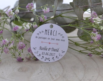 Wedding model - lozenge guest gift - paper lot tags units 10/30/50/80/100/125/150