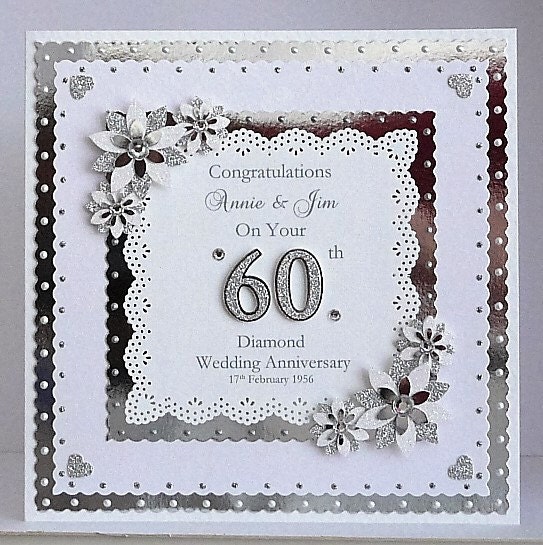 Diamond Wedding Anniversary Card for Wife/Husband/Mum Dad/Nan