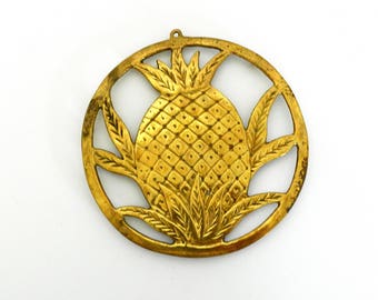 Gold Pineapple Trivet- Hollywood Regency Style