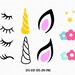Unicorn kit svg, Unicorn SVG, Unicorn head Svg, Unicorn horn, Cute Unicorn with eyelashes svg, Cricut, Silhouette Cut jpg svg dxf eps png
