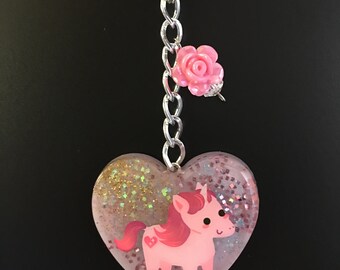 Cute Unicorn Resin Keychain